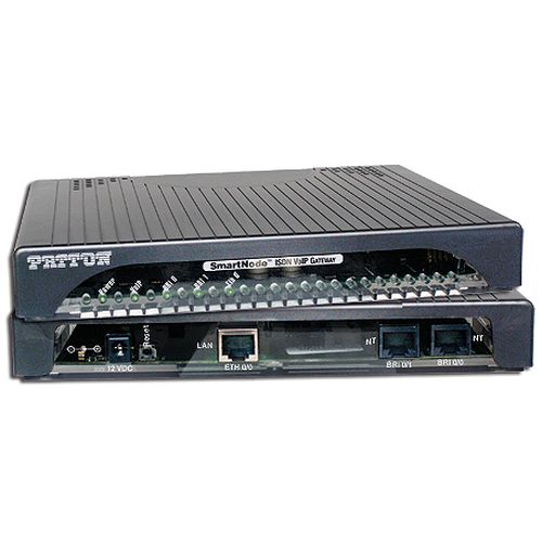 SmartNode ISDN BRI VoIP Terminal Adapter, 2x BRI/So (1xNT, 1xTE) with fallback relay and phantom power on NT port, 2 voice/fax calls 1x 10/