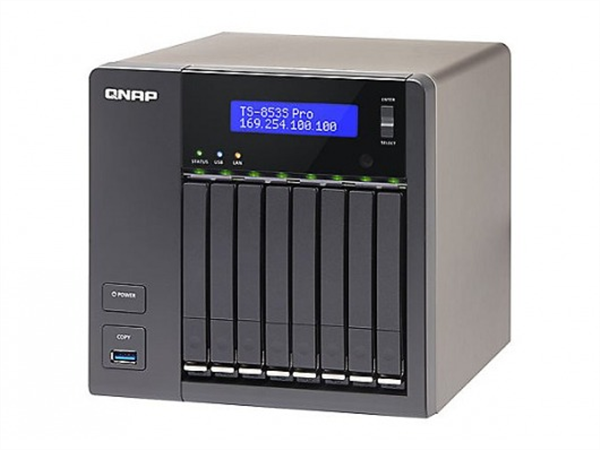 8-bay 2.5in. SATA NAS, Quad-core Intel Celeron 2.0GHz CPU, 4GB DDR3L (Max. 8GB) RAM, 2 x Gigabit Ethernet, Tower Chassis