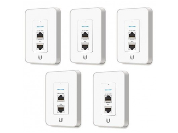 5-pack of UniFi AP In-Wall Access Point with PoE Passthrough Port