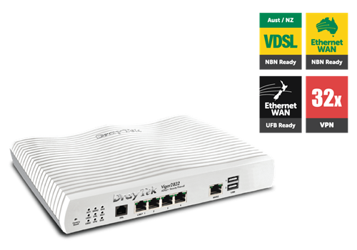 ADSL/UFB Router, Firewall, VPN Router, 4 GigE LAN Ports