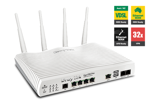 ADSL/VDSL/UFB Router, USB, 4xGigE LAN, VPN, QoS, VLAN, 802.11ac, VoIP