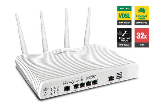 ADSL/VDSL/UFB Router, USB, 4xGigE LAN, VPN, QoS, VLAN, 802.11ac WiFi