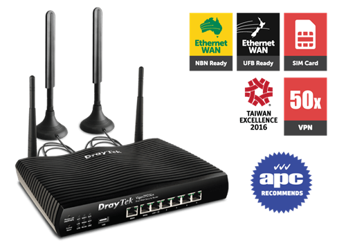 Dual-GigE WAN Router/Firewall, with LTE SIM card slot, 802.11n WLAN